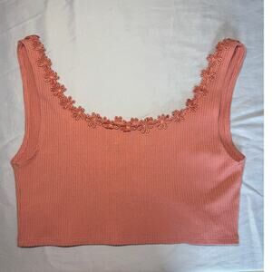 Reformation Floral Trim Pink Tank Top Size Medium